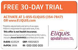 Tarjeta Eliquis 30 días gratis