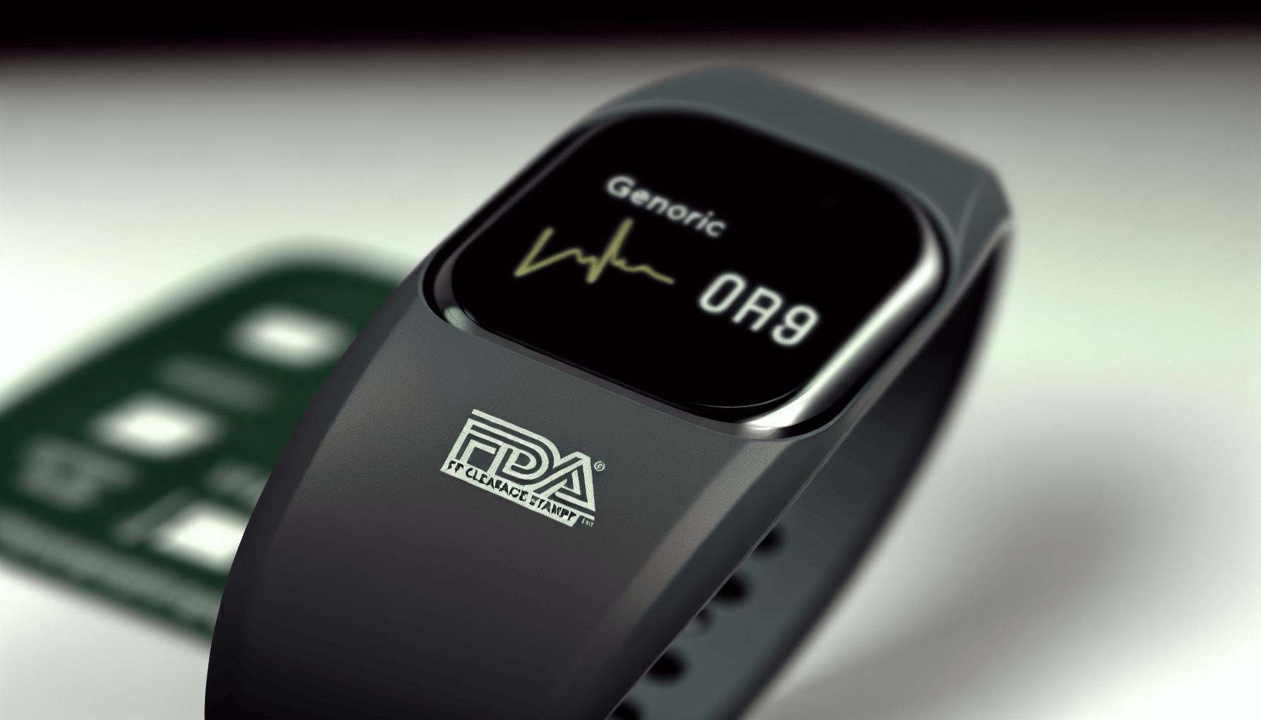 Photo of FDA clearance stamp on a Fitbit device