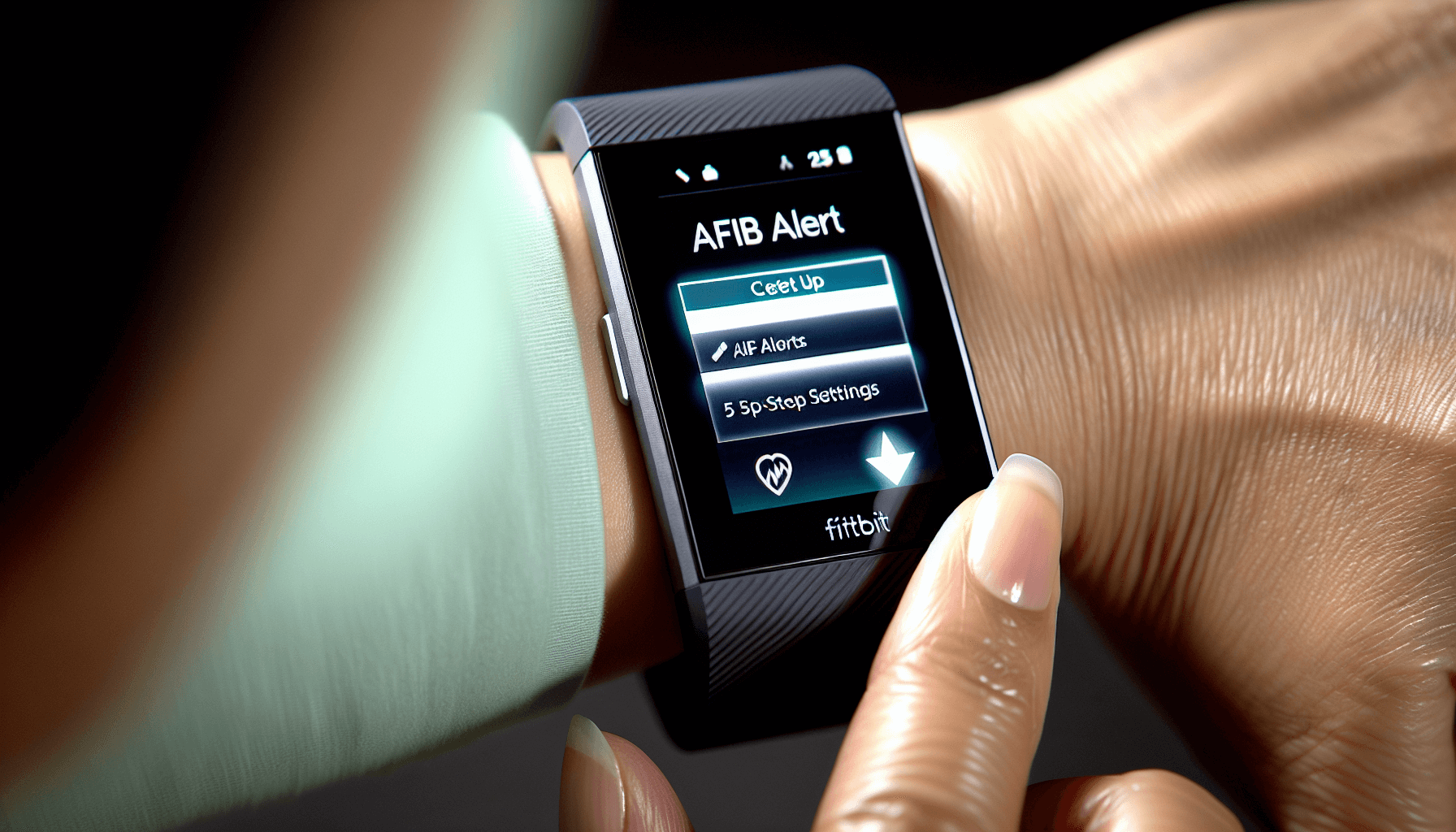 Photo of a person setting up AFib alerts on a Fitbit device