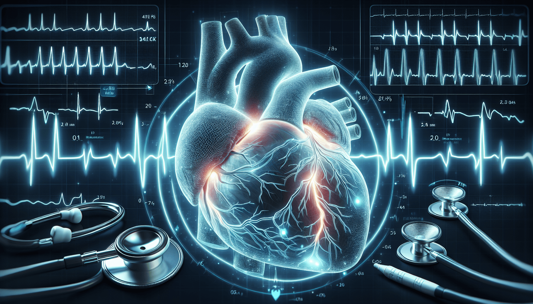 Illustration of a heart with irregular heart rhythm