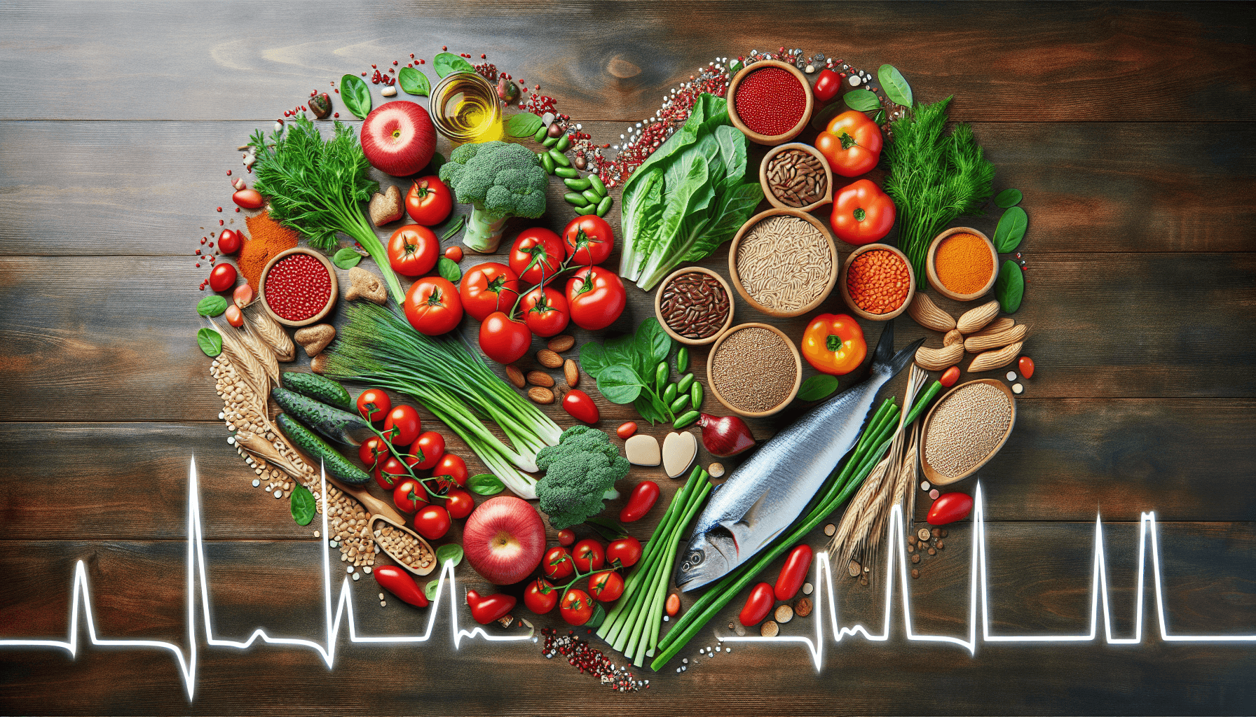 Illustration of heart healthy foods
