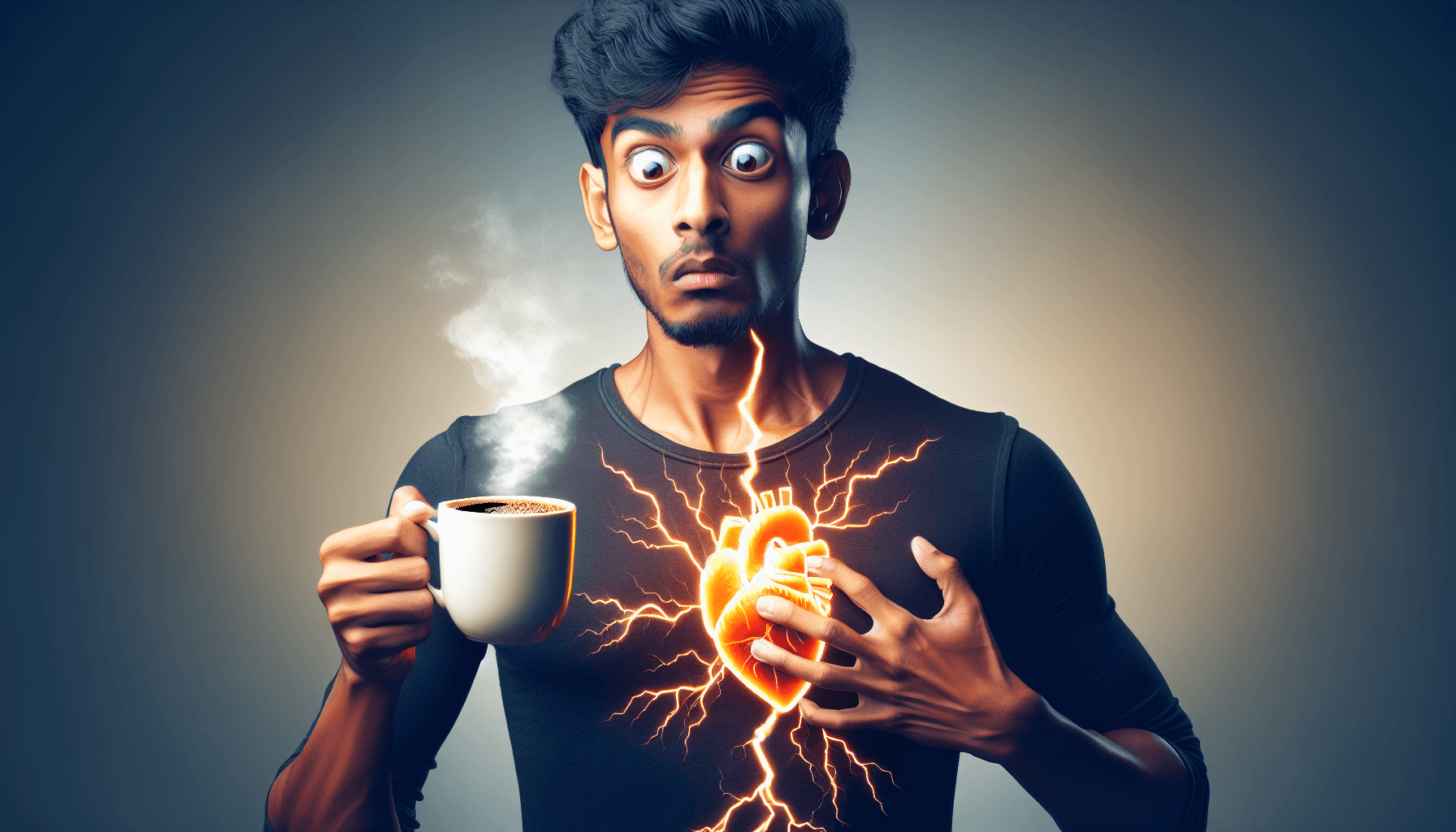 Illustration of a person drinking caffeine