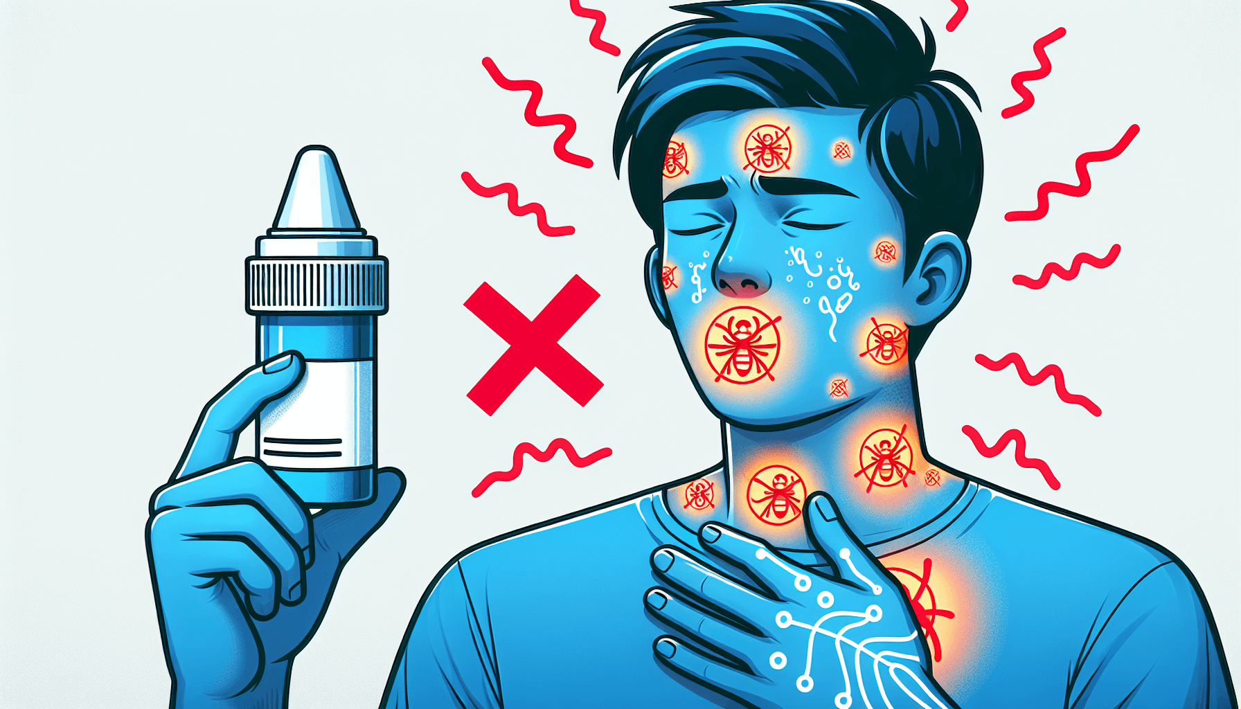 Illustration of severe allergic reaction symptoms