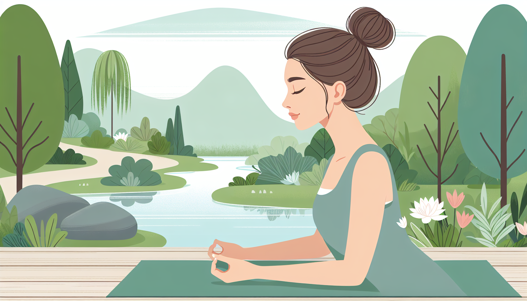 Illustration of a person doing yoga for stress reduction