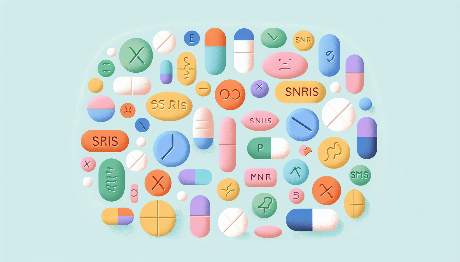 Illustration of various anxiety medications